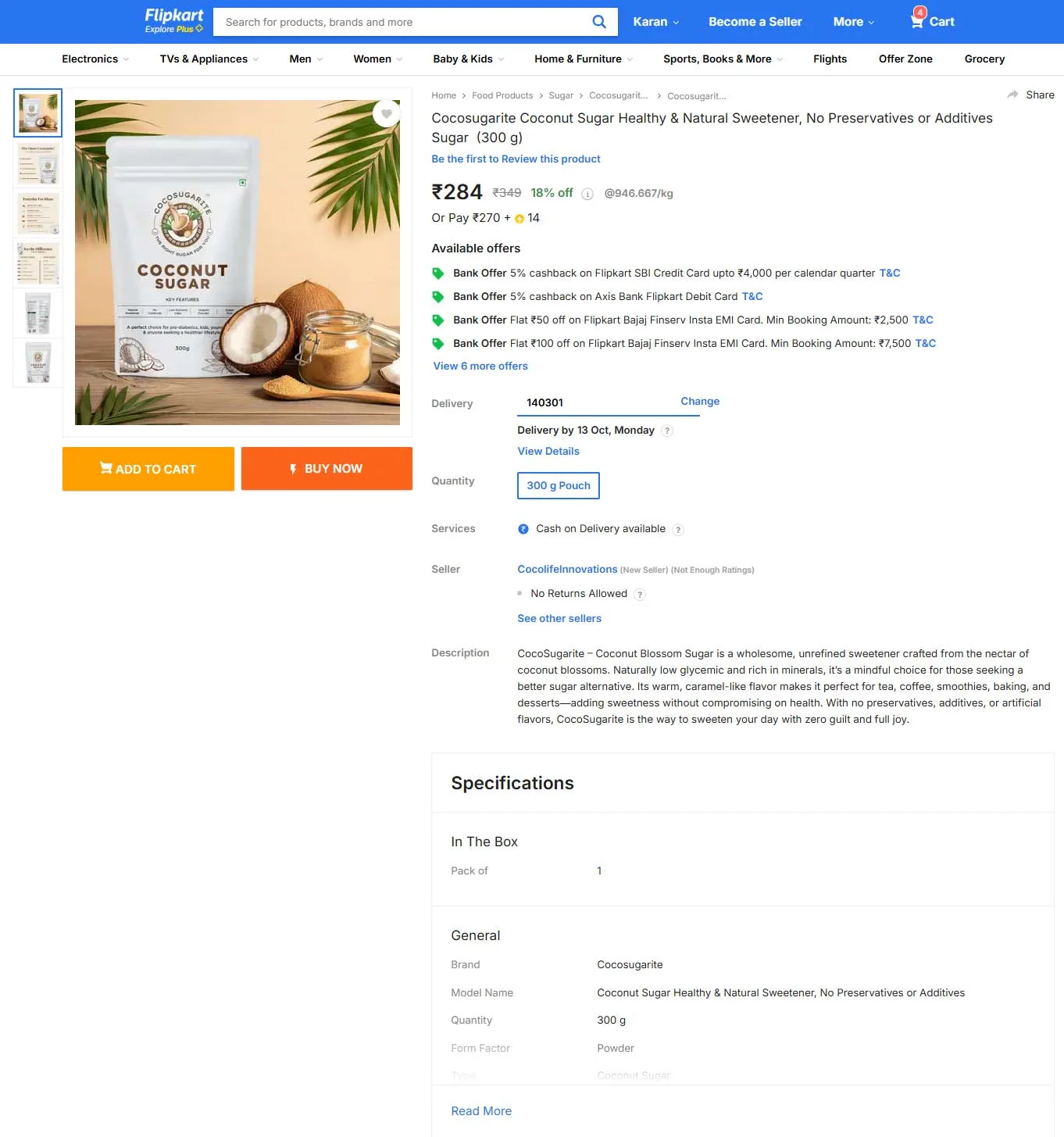 buy cocosugarite coconut sugar online from flipkart